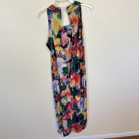 Womens Floral Sleeveless Midi Dress Positive Attitude Large Razor Back Floral - Picture 3 of 8